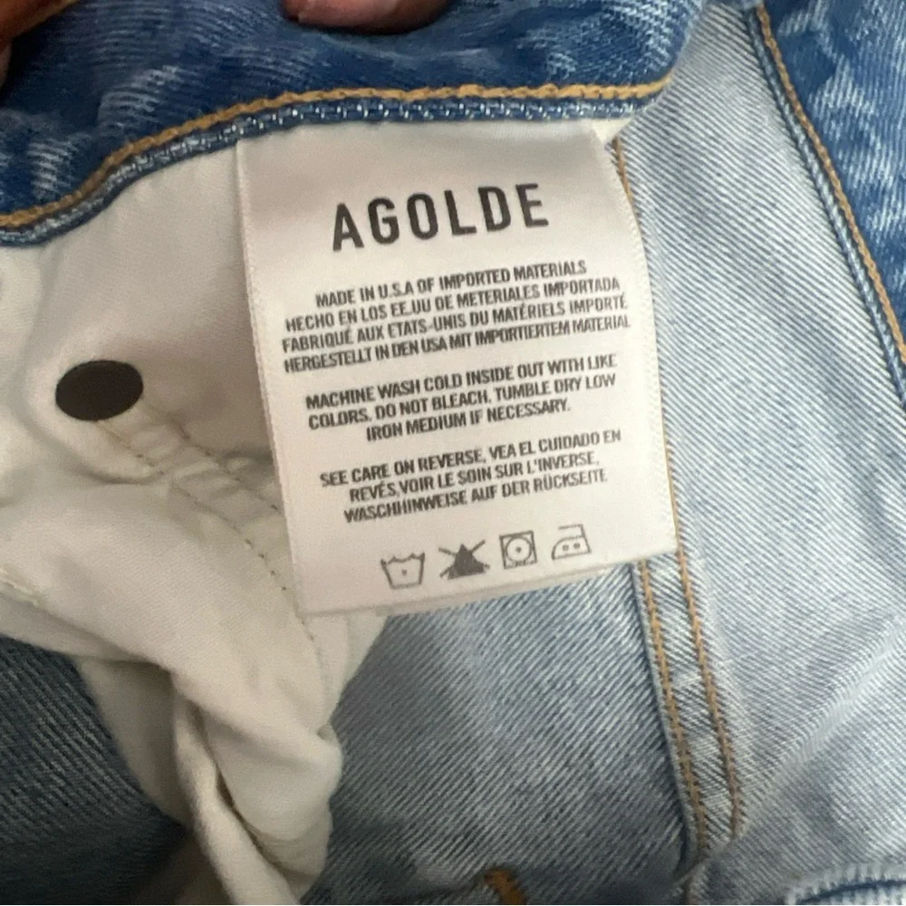 Agolde Women's High Rise Distressed Light Blue Jeans